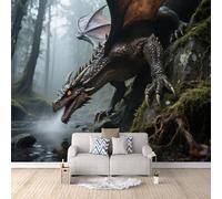 Papier Peint Panoramique 3D Dragon De L'Ouest 200x140 cm Papier Peint Mural Poster Intissé,pour Chambre Salon Restaurant Personnalisé Décoration Murale