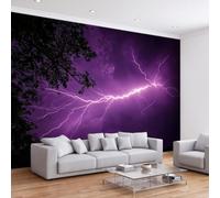 Papier Peint Panoramique 3D Éclair ciel nocturne orage D'Effets , Papier Peint Intissé Décoration Intérieure Anti-UV, Tapisserie Poster Murale pour Salon Chambre Chambre D'enfant 300 x 210 cm