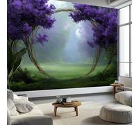 Papier Peint Panoramique 3D Fantaisie Forêt Brume Arche Sacrée, Papier Peint Intissé Tapisserie Poster Mural Vert Foncé pour Salon Chambre Décoration Murale 200 x 140 CM