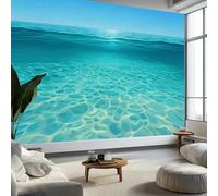 Papier Peint Panoramique 3D Fantaisie Mer calme, Poster Mural Personnalisé - Autocollant Mural Bleu azur Pour Salon Chambre À Coucher Couloir restaurant Décoration 250 x 175 CM