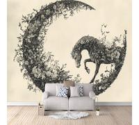 Papier Peint Panoramique 3d Fleur De Cheval Décoration murale Dessin Animé En Noir Et Blanc papier peint non tissé décoration chambre TV mur salon papier peint-400x280cm