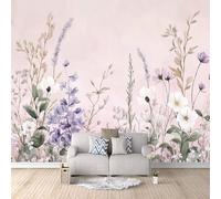 Papier Peint Panoramique 3D Fleurs Herbe Motifs Poster Mural Fleurs Plantes 400x280 cm Papier Peint Photo Matériau Tissu Non Facile à installer Propre pour Intérieur Moderne Salle à Manger Poster