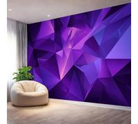 Papier Peint Panoramique 3D Géométrie Abstraite 200x140 cm, Fresque Murale Triangle Violet en Intissé HD pour Salon Chambre, Revêtement Mural Décoratif, Pose Facile, Colle non incluse 1530o