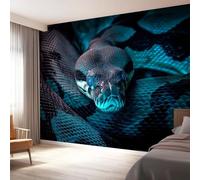 Papier Peint Panoramique 3D intissé 350 x 256 cm Noir Bleu Photographie Contemporaine Python, Papier Peint pour Salon Chambre restaurant Chambre d’enfants et bébé Décoration Murale