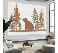 Papier Peint Panoramique 3D, Intissé Photo Mural Cartoon Forêt de Pins Ours Poster pour Salon Chambre Mur de fond Chambre des Enfants Bureau Gris Décoration de Maison 200 x 140 CM