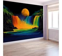 Papier Peint Panoramique 3D, Intissé Photo Mural Fantaisie Paysage Cascade Arc-en-ciel Poster pour Salon Chambre Mur de fond Chambre des Enfants Bureau Coloré Décoration de Maison 200 x 140 CM
