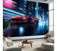 Papier Peint Panoramique 3D, Intissé Photo Mural Ville Passion Voiture course Poster pour Salon Chambre Mur de fond Chambre des Enfants Bureau Bleu Décoration de Maison 350 x 256 CM