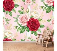 Papier Peint Panoramique 3D Intissé Poster Mural Élégance Aquarelle | Papier Peint Intissé Plantes Fleurs Feuilles Décoration Fresque Murale pour Salon Bureau Chambre, 300 x 210 cm