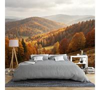 Papier Peint Panoramique 3D Intissé Représentant Un Paysage Automnal De Montagnes Et De Vallées En Strates 350 × 280 Cm Idéal Pour La Chambre Ou Le Salon Grande Fresque Murale Représentant Un