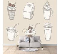 Papier Peint Panoramique 3D Lait Glacé 300x210 cm Papier Peint Mural Poster Intissé Pain,pour Chambre Salon Restaurant Personnalisé Décoration Murale