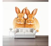 Papier Peint Panoramique 3D Lapin 150x105 cm, Fresque Murale Animaux Mignons en Intissé HD pour Salon Chambre, Revêtement Mural Décoratif, Pose Facile, Colle non incluse 1001o
