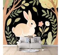 Papier Peint Panoramique 3D Lapin De Dessin Animé 200x140 cm Papier Peint Mural Poster Intissé Forêt,pour Chambre Salon Restaurant Personnalisé Décoration Murale