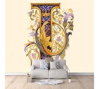 Papier Peint Panoramique 3D Lettre Fleur Motifs Poster Mural Art Moderne 400x280 cm Papier Peint Photo Matériau Tissu Non Facile à installer Propre pour Intérieur Moderne Salle à Manger Poster