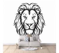 Papier Peint Panoramique 3D Lion 300x210 cm Papier Peint Mural Poster Intissé Lignes Noires Et Blanches,pour Chambre Salon Restaurant Personnalisé Décoration Murale