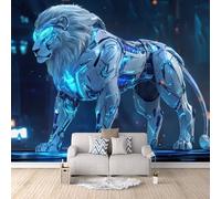 Papier Peint Panoramique 3d Lion Mécanique Décoration murale Technologie Du Futur papier peint non tissé décoration chambre TV mur salon papier peint-100x70cm