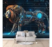 Papier Peint Panoramique 3d Lion Mécanique Décoration murale Technologie Du Futur papier peint non tissé décoration chambre TV mur salon papier peint-150x105cm