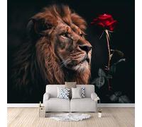 Papier Peint Panoramique 3D Lion Rose 200x140 cm Papier Peint Mural Poster Intissé,pour Chambre Salon Restaurant Personnalisé Décoration Murale