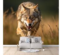 Papier Peint Panoramique 3d Loup Solitaire Décoration murale Prairie papier peint non tissé décoration chambre TV mur salon papier peint-250x175cm