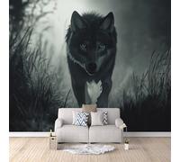Papier Peint Panoramique 3d Loup Solitaire Gris Décoration murale Roi Des Loups papier peint non tissé décoration chambre TV mur salon papier peint-250x175cm
