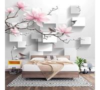 Papier Peint Panoramique 3D Magnolia GéOméTrique 3d Papier Peint Intissé Photo Muraux Pour Salon Enfant Chambre Décoration Blanc Personnalisé Murale Moderne Poster 250x175 cm