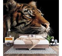 Papier Peint Panoramique 3D Motif Animal Tigre Du Bengale Papier Peint Intissé Photo Muraux Pour Salon Enfant Chambre Décoration Noir Personnalisé Murale Moderne Poster 250x175 cm