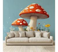 Papier Peint Panoramique 3D Murales Champignons, plantes, fleurs Affiche Murale Intissé Tapisserie Décoration Fond De Mur Tv Salon Poster 350 (H) x 256 (L) cm
