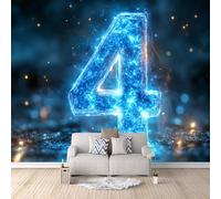 Papier Peint Panoramique 3D Numéro 4 300x210 cm Papier Peint Mural Poster Intissé,pour Chambre Salon Restaurant Personnalisé Décoration Murale