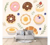Papier Peint Panoramique 3D Pain Aux Beignets 300x210 cm Papier Peint Mural Poster Intissé,pour Chambre Salon Restaurant Personnalisé Décoration Murale