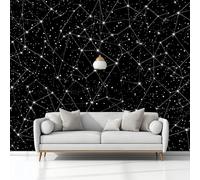 Papier Peint Panoramique 3D, Papier Peint Étoiles Brillantes Constellations Noir Intissé Photo Mural Moderne Poster Salon Chambre Mur de fond Chambre des Enfants Bureau Maison 368x254 cm