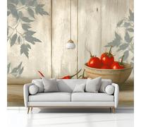 Papier Peint Panoramique 3D, Papier Peint Vintage Bois Poivre Rural Intissé Photo Mural Moderne Poster Salon Chambre Mur de fond Chambre des Enfants Bureau Maison 300x210 cm