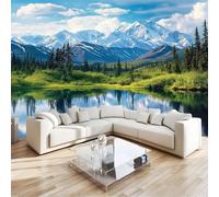 Papier Peint Panoramique 3D Paysage de Montagne EnneigéE de L'Alaska Papier Peint Intissé Tapisserie Poster Mural Paysage Naturel pour Salon Chambre Décoration Murale 300x210cm