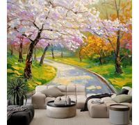 Papier Peint Panoramique 3D Paysage Naturel Printemps Rêve Jardin, Intissé Poster Murale Décoration Multicolore pour Salon Chambre Fond De Mur Tv Papier Peint Murales 400 x 280 CM
