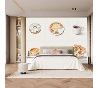 Papier Peint Panoramique 3D Pizza De Dessin Animé 400x280 cm Papier Peint Mural Poster Intissé Donut à L'avocat,pour Chambre Salon Restaurant Personnalisé Décoration Murale