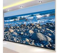 Papier Peint Panoramique 3D Plage de Galets 250x175 cm, Fresque Murale Côte Pierreuse en Intissé HD pour Salon Chambre, Revêtement Mural, Pose Facile, Colle non incluse 1934o