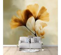 Papier Peint Panoramique 3D Plante Feuilles De Ginkgo Translucides 300 x 210 cm Murale, Luxe Élégant Papier Peint Intissé Photo pour Intérieure Chambre Coucher Salon Personnalisé Décoration Murale