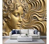 Papier Peint Panoramique 3D Profil Femme Bas-Relief Murale 390x260 cm | Abstrait Vintage Papier Peint Intissé Murale Pour Salon Chambre à Coucher Chambre D'Enfant Décoration