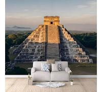 Papier Peint Panoramique 3D Pyramide De Kukulkan 200x140 cm Papier Peint Mural Poster Intissé,pour Chambre Salon Restaurant Personnalisé Décoration Murale