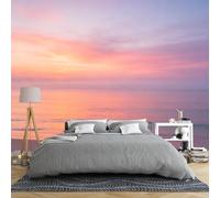Papier Peint Panoramique 3D Représentant Un Coucher De Soleil Sur L'Océan Avec Un Ciel Rose Et Violet Pour Chambre À Coucher 100 × 70 Cm Ce Papier Peint Intissé Peut Également Servir De Fond T