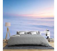 Papier Peint Panoramique 3D Représentant Un Lever De Soleil Sur Une Montagne Enneigée Idéal Pour La Chambre À Coucher Le Salon Ou Comme Fond Tv Dimensions : 350 × 280 Cm (L × H) / 138 × 110 P
