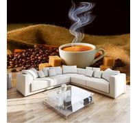 Papier Peint Panoramique 3D Rétro Pâtisserie Café Chaud 350 x 256 cm - Décoration Intérieure Murale pour Salon & Chambre d'Enfant, Papier Peint Intissé XXL Brun - Poster Tableaux Photo Murales