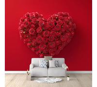 Papier Peint Panoramique 3D Romance Amour Éternité Confession 200 x 140 cm - Rouge Poster Géant Mural Intissé Effet 3D Trompe l'œil - Décoration Murale pour Salon, Chambre d'Enfant & Salle à Manger