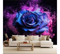 Papier Peint Panoramique 3d Roses Bleu-violet Décoration murale Romantique, Mystérieux Et Rêveur papier peint non tissé décoration chambre TV mur salon papier peint-100x70cm