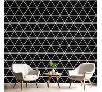 Papier Peint Panoramique 3D Soie, Personnalisé 250X175 Cm Murales Triangle Linéaire, Géométrie Minimaliste Moderne Pour Salon, Adulte Chambre D'Enfants Décoration Noir