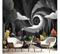 Papier Peint Panoramique 3D Soie, Personnalisé 350×256 Cm Murales Plantes Forestières Étranges, Arbres Abstraits Pour Salon, Adulte Chambre D'Enfants Décoration Gris Foncé