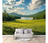 Papier Peint Panoramique 3D Steppe Forestière 200x140 cm Papier Peint Mural Poster Intissé Lac,pour Chambre Salon Restaurant Personnalisé Décoration Murale