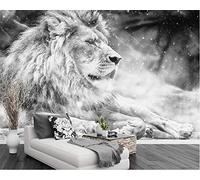 Papier Peint Panoramique 3D Tapisserie Intissé Murales poster geant photo Décoration Murale Effet Trompe Loeil 300x210cm Lion de vent blanc noir moderne