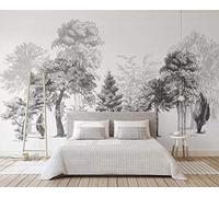 papier peint panoramique 3d tapisserie photo murales papier peint intissé poster geant décor mural moderne Trompe Loeil 350x245cm Arbre de ligne noir et blanc