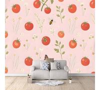 Papier Peint Panoramique 3D Tomate De Dessin Animé 400x280 cm Papier Peint Mural Poster Intissé Fleur D'abeille,pour Chambre Salon Restaurant Personnalisé Décoration Murale