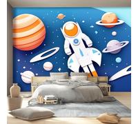 Papier Peint Panoramique 3D Vaisseau Spatial Planètes - 250 x 175 cm Poster Geant Murales 3D Décoration pour Salon Chambre Étude, Dessin Animé Thème Papier Peint intissé Mural