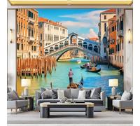 Papier Peint Panoramique 3D Venise, Italie 200x140 cm, Fresque Murale Architecture de Style Européen en Intissé HD pour Salon Chambre, Revêtement Mural, Pose Facile, Colle non incluse 1426o